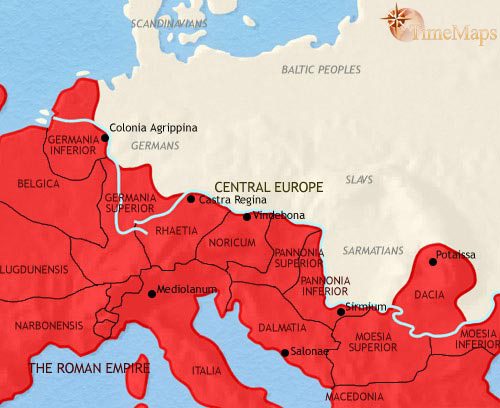 Map of Central Europe at 200CE