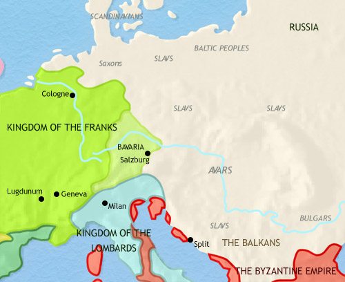 Map of Central Europe at 750CE
