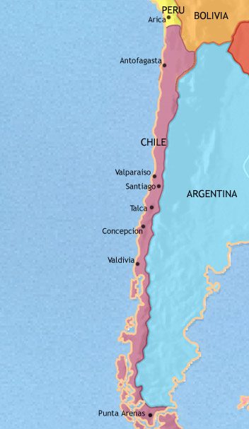 Map of Chile at 1914CE