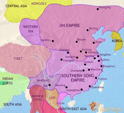 Map of China at 1215CE