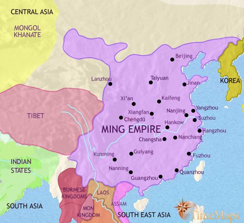 Map of China at 1453CE
