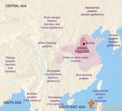 Map of China at 1500BCE