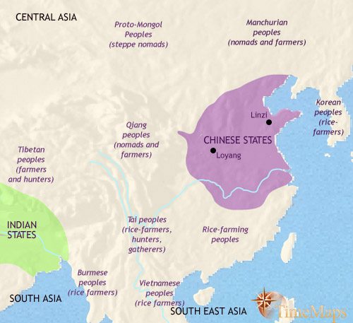 Map of China at 500BCE