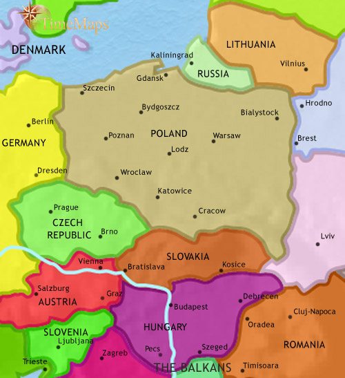 Map of East Central Europe at 2005CE