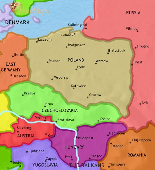 Map of East Central Europe at 1960CE