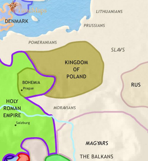 Map of East Central Europe at 979CE