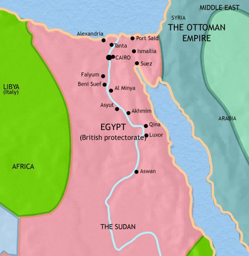 Map of Egypt at 1914CE