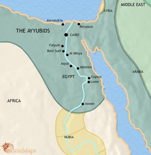 Map of Egypt at 1215CE
