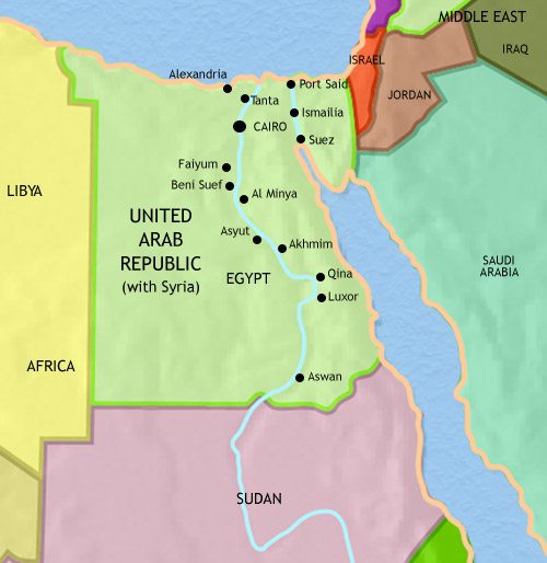 Map of Egypt at 1960CE