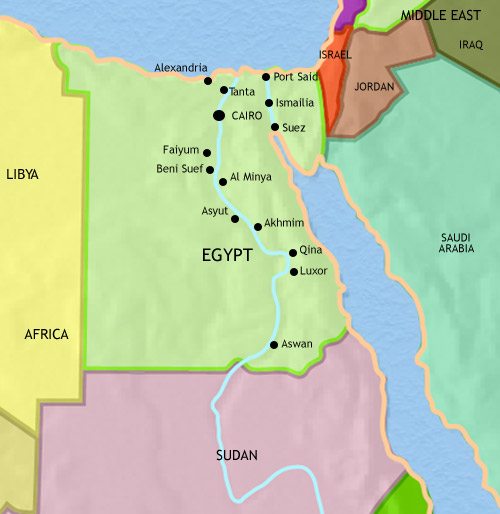 Map of Egypt at 2005CE
