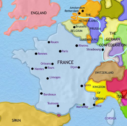 Map of France at 1837CE