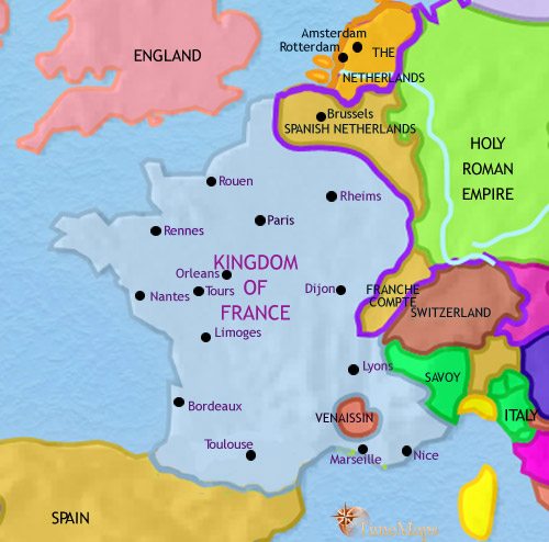 Map of France at 1648CE