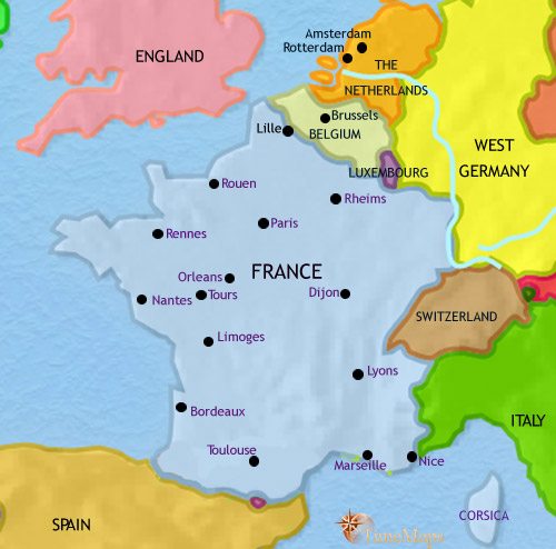 Map of France at 1960CE