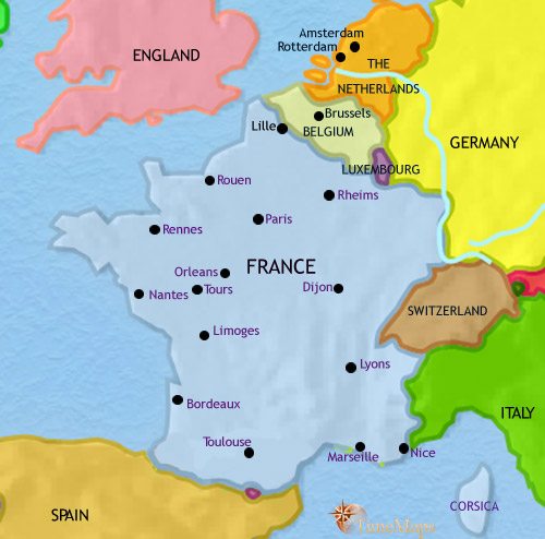 Map of France at 2005CE