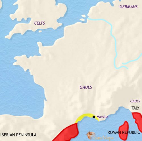 Map of France at 200BCE