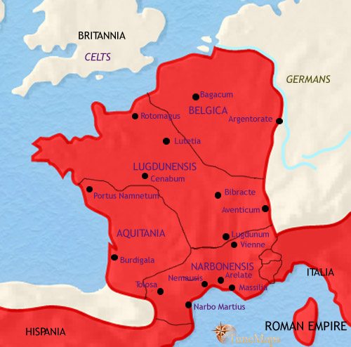 Map of France at 30BCE