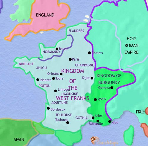 Map of France at 979CE