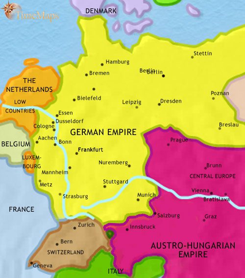Map of Germany at 1914CE