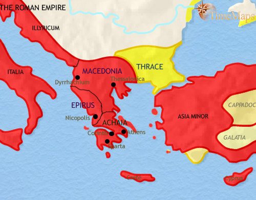 Map of Greece and the Balkans at 30BCE