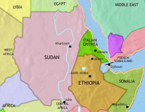 Map of North East Africa at 1960CE