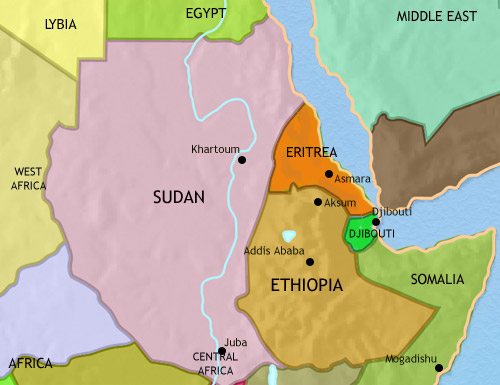Map of North East Africa at 2005CE