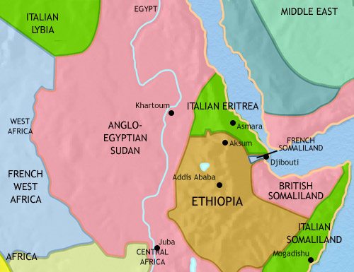 Map of North East Africa at 1914CE