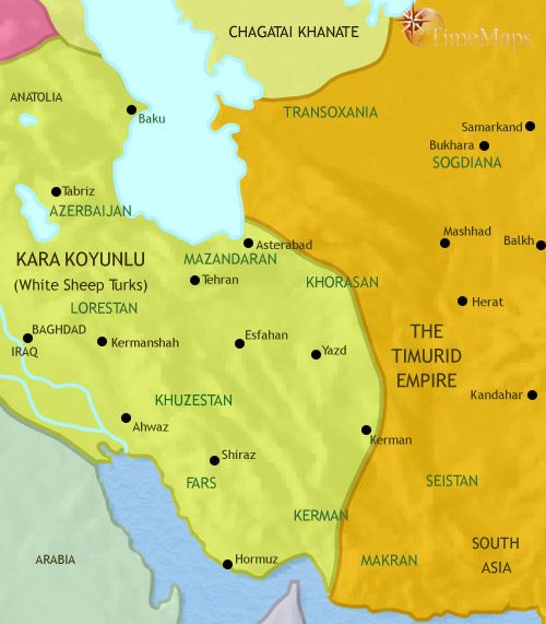 Map of Iran at 1453CE