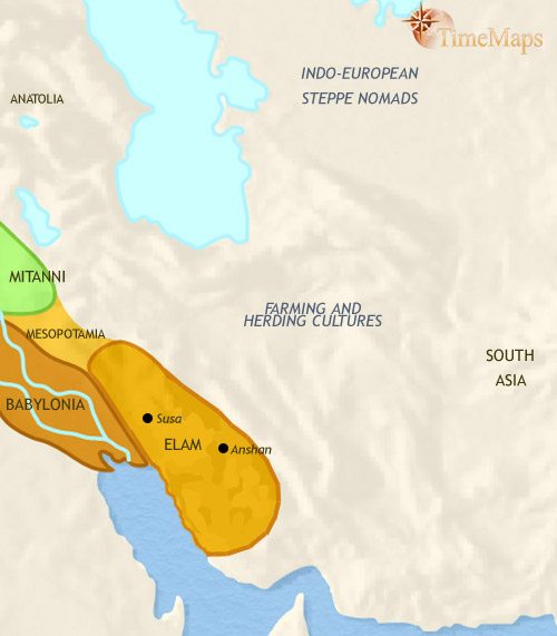 Map of Iran at 1500BCE