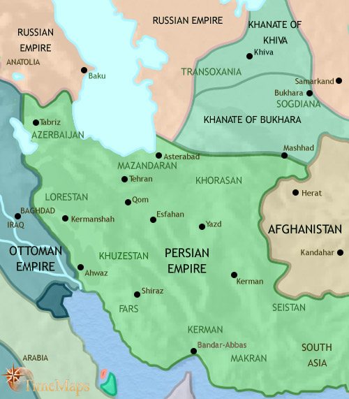 Map of Iran at 1871CE