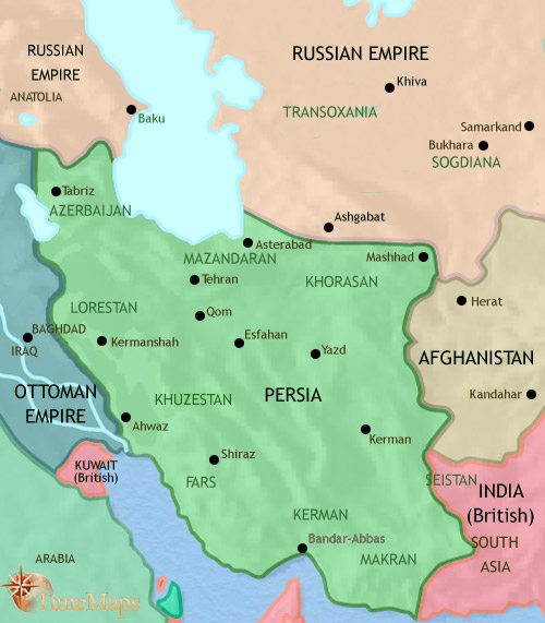 Map of Iran at 1914CE