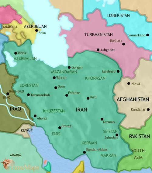 Map of Iran at 2005CE