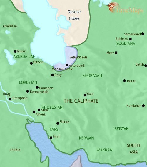 Map of Iran at 750CE