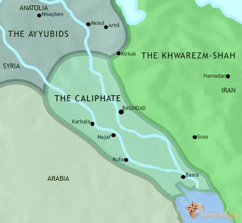 Map of Iraq at 1215CE