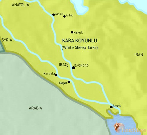 Map of Iraq at 1453CE