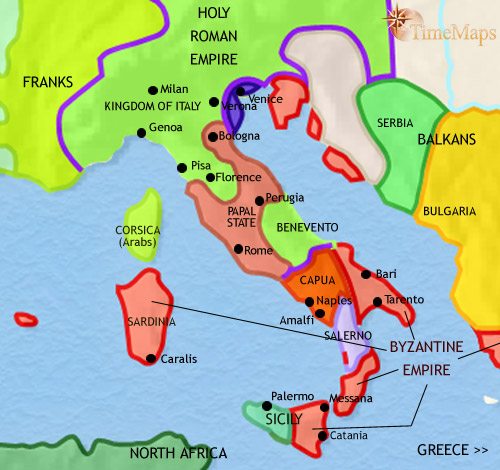 Map of Italy at 979CE