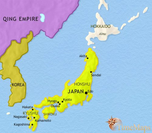 Map of Japan at 1648CE