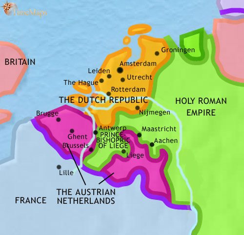 Map of The Low Countries at 1789CE