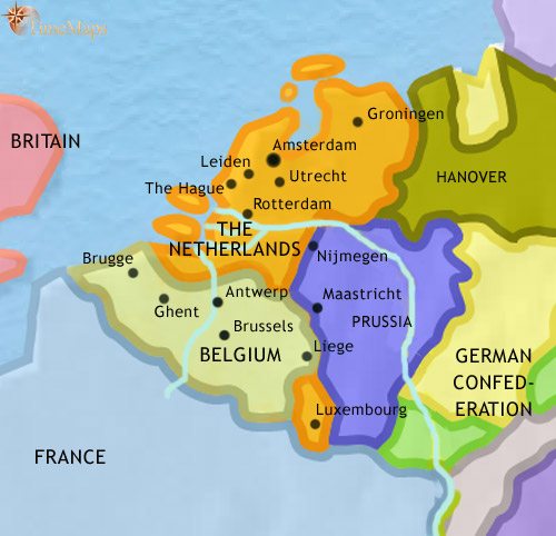 Map of The Low Countries at 1837CE