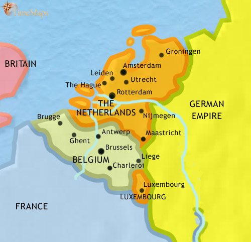 Map of The Low Countries at 1871CE