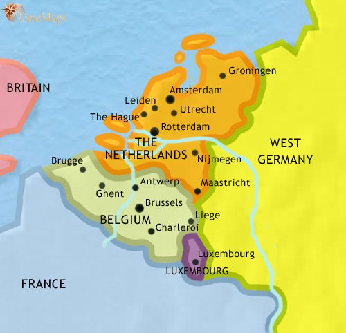 Map of The Low Countries at 1960CE