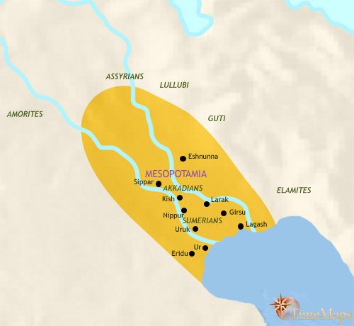 Map of Iraq at 3500BCE