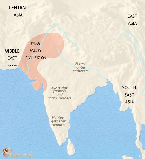 map of the indus valley civlization in south asia