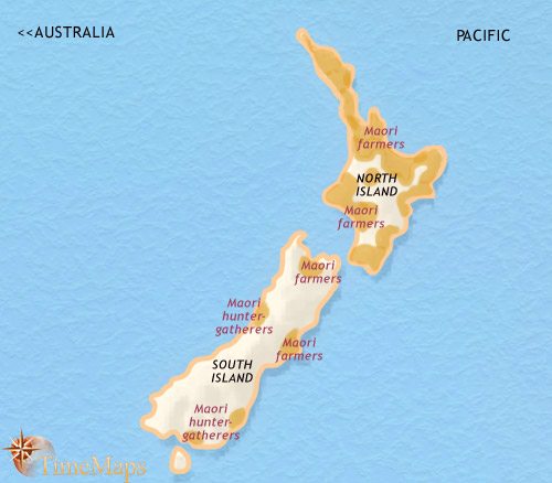 Map of New Zealand at 1789CE