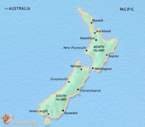 Map of New Zealand at 1960CE