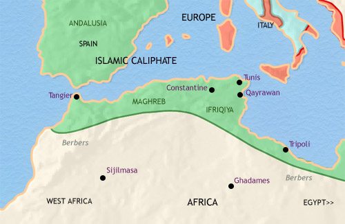 Map of North Africa at 750CE