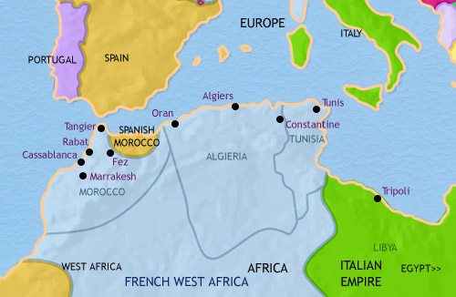 Map of North Africa at 1914CE