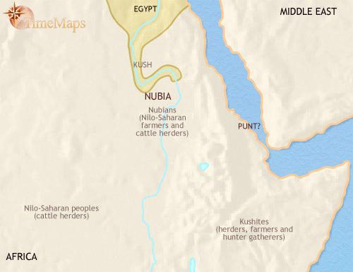 Map of North East Africa at 1500BCE