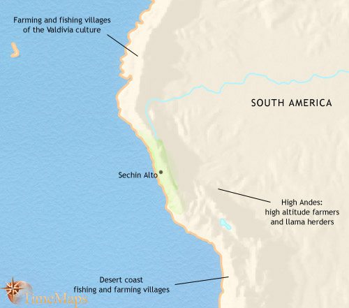 Map of Peru, Ecuador and Bolivia at 1000BCE