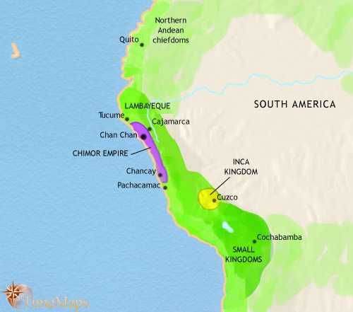 Map of Peru, Ecuador and Bolivia at 1215CE