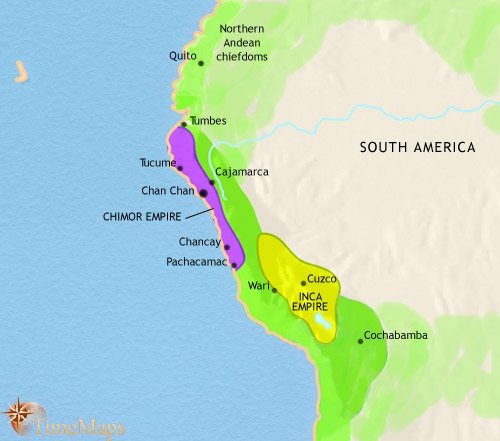 Map of Peru, Ecuador and Bolivia at 1453CE